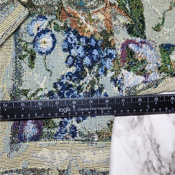 Painted Pony Womens Small Green Floral Tapestry Button Front Cropped Jacket USA - Picture 8 of 10